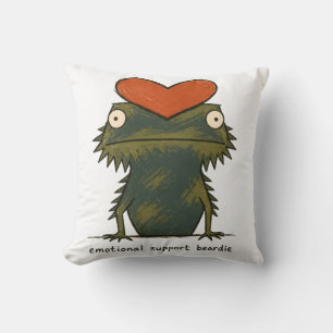 Emotional Support Beardie Bearded Dragon Art Throw Pillow