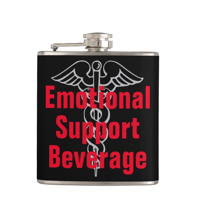 Emotional Support Beverage - Funny liquor flask (Front)