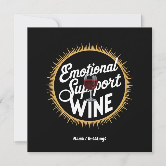 Emotional Support Beverage Funny Wine Lover  Invitation (Front)