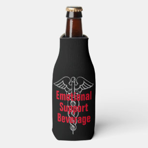 Emotional Support Beverage Joke Beer or Soda Bottle Cooler