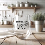 Emotional Support Beverage  Stemless Wine Glass<br><div class="desc">"Cheers to surviving the nine-month marathon! This trendy Red Post-Pregnancy Funny Quote wine glass is the perfect companion for any new mom looking to celebrate in style. Whether you're indulging in a well-deserved glass of wine or hosting a girls' night in, this glass is a hilarious reminder of the joys...</div>
