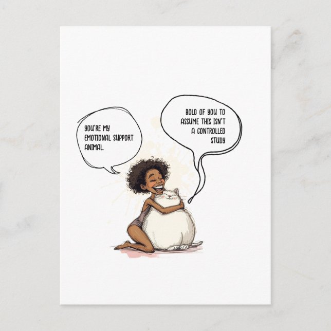 Emotional Support Cat Funny Quote  Postcard (Front)