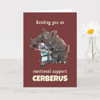 Emotional Support Cerberus greeting card