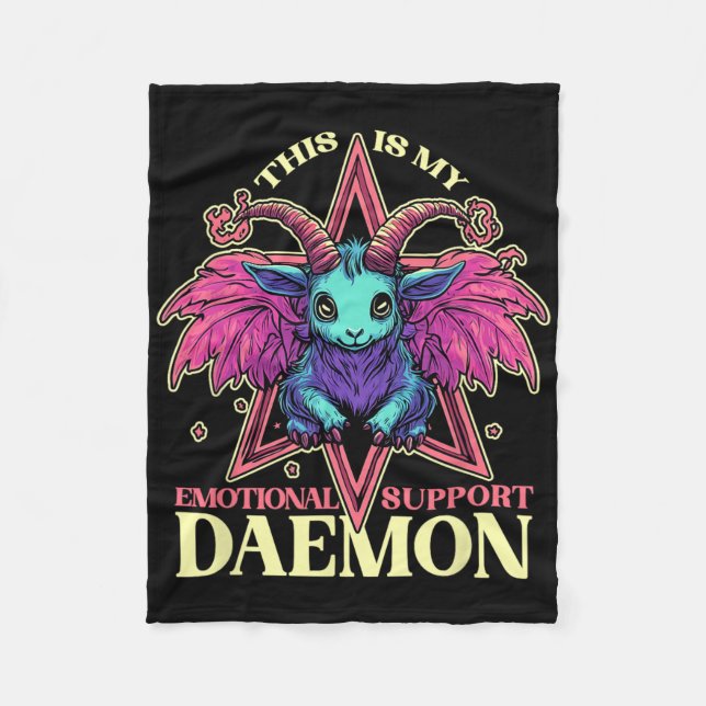 Emotional Support Demon With Cute Goat Daemon Hall Fleece Blanket (Front)