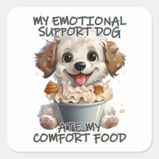Emotional Support Dog Comfort Food Square Sticker