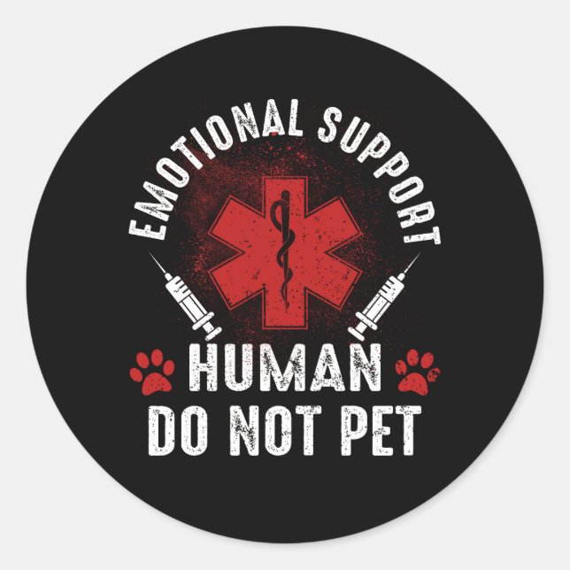 Emotional Support Human Do Not Pet Service Dog Lov Classic Round Sticker (Front)