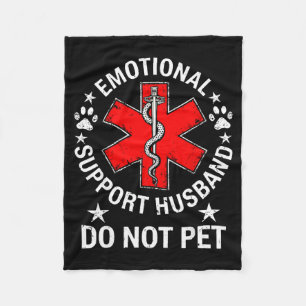 Emotional Support Husband Do Not Illustration Fleece Blanket