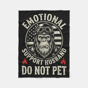 Emotional support husband do not pet funny monkey fleece blanket