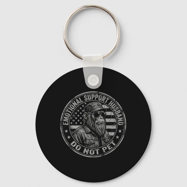Emotional Support Husband Do Not Pet Funny Monkey Keychain (Front)