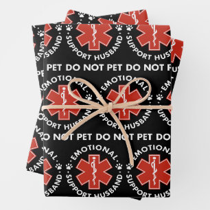Emotional Support Husband Do Not Pet Wrapping Paper Sheet