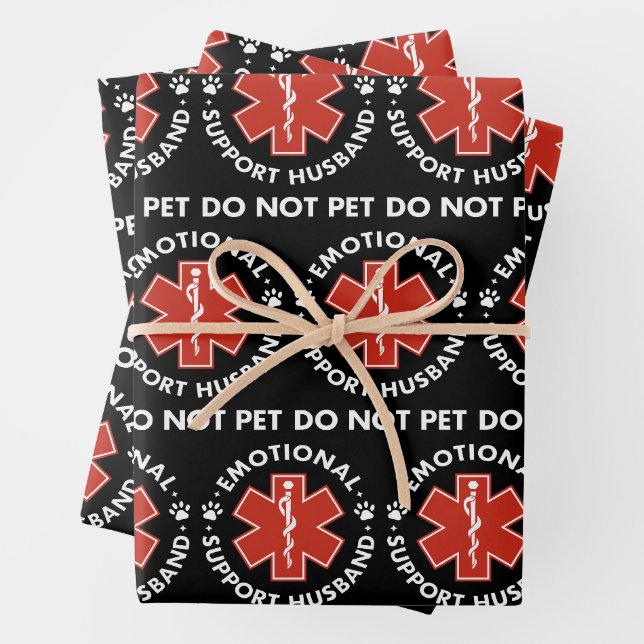 Emotional Support Husband Do Not Pet Wrapping Paper Sheet (In situ)