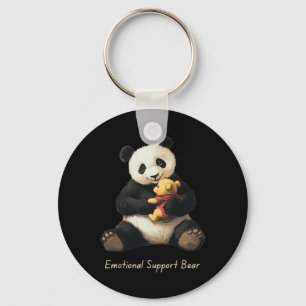 Emotional Support Panda Bear Holding A Cute Bear  Keychain