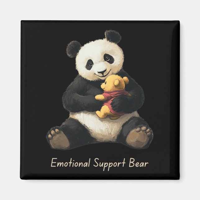 Emotional Support Panda Bear Holding A Cute Bear  Magnet (Front)