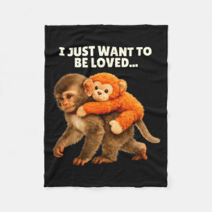 Emotional supports cute monkey baby punch hug plus fleece blanket