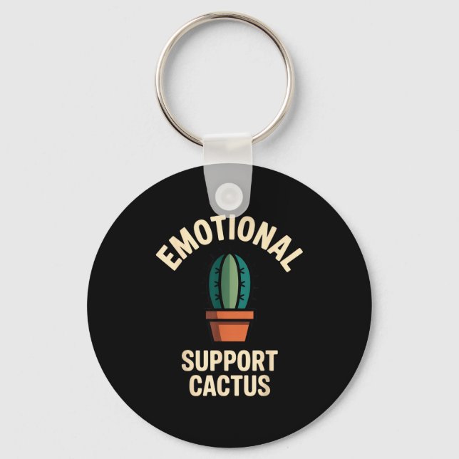 Emotional Suprt Cactus Funny Succulent Humor Outfi Keychain (Front)