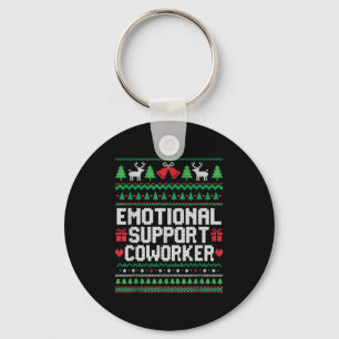 Emotional Suprt Coworker Funny Ugly Christmas Swea Keychain
