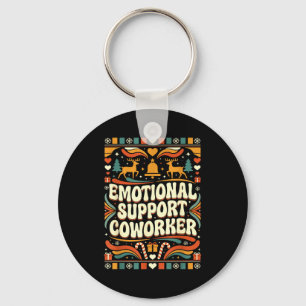 Emotional Suprt Coworker Funny Ugly Christmas Swea Keychain
