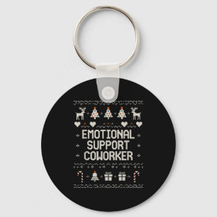 Emotional-suprt Coworker Funny Ugly Christmas Swea Keychain