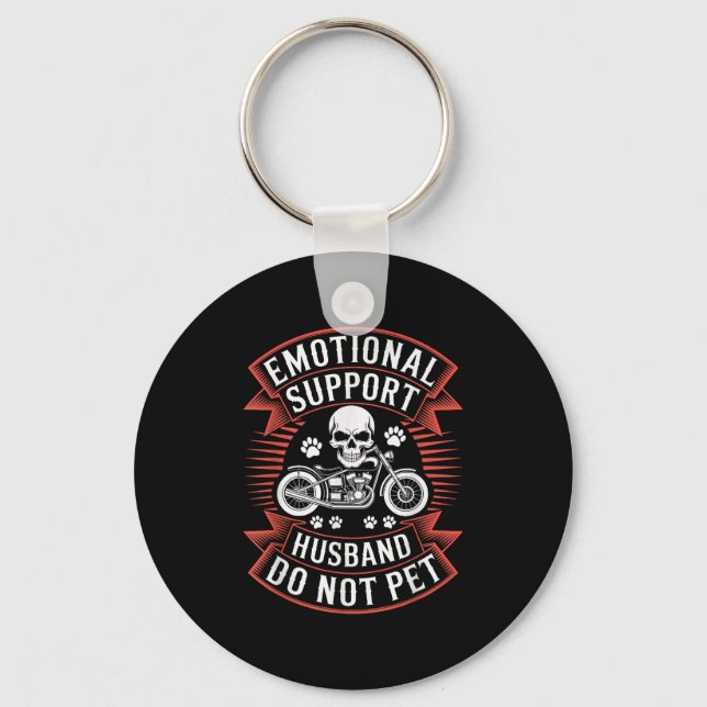 Emotional Suprt Husband Do Not Pet Fathers Day Mot Keychain (Front)