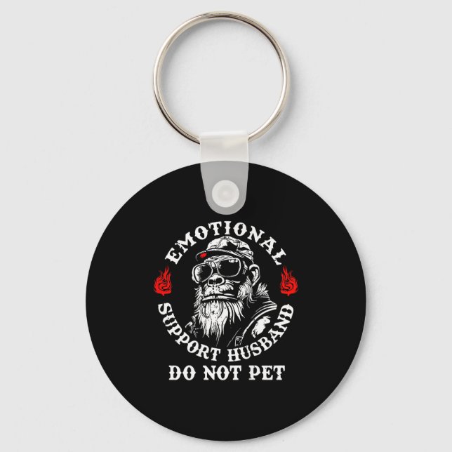 Emotional Suprt Husband Do Not Pet Funny Monkey (o Keychain (Front)