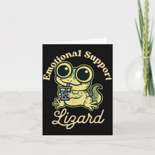 Emotional Suprt Lizard Cute Gecko With Boba Card