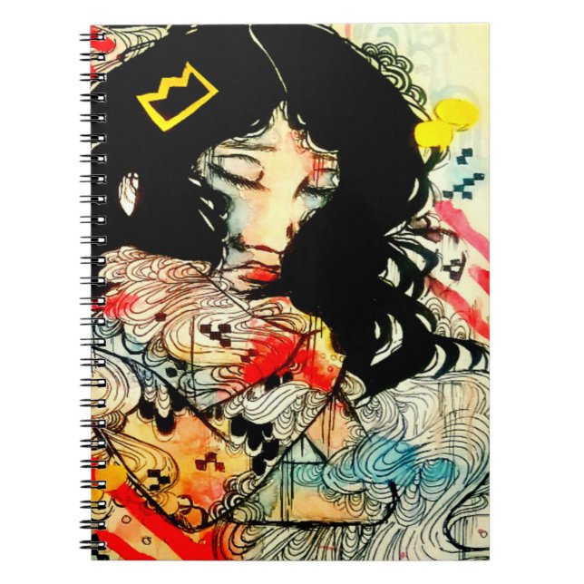 Emotional watercolor and ink art portrait drawing notebook (Front)