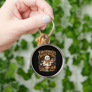 Emotionally Checked Into Fall Autumn Halloween Keychain