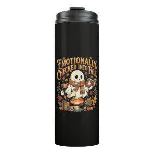 Emotionally Checked Into Fall Autumn Halloween Thermal Tumbler