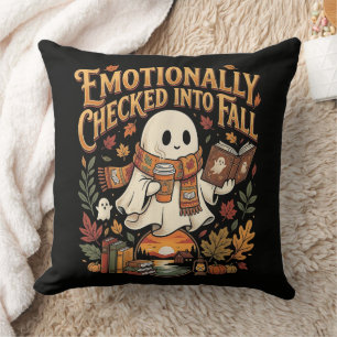 Emotionally Checked Into Fall Autumn Halloween Throw Pillow
