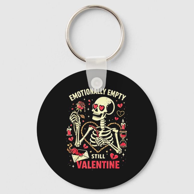 Emotionally Empty Still Valentine Skeleton Love Me Keychain (Front)