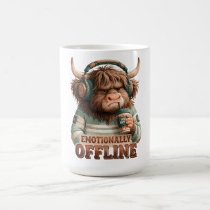 Emotionally Offline Highland Cow Graphic  Coffee Mug