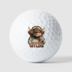 Emotionally Offline Highland Cow Graphic Golf Balls