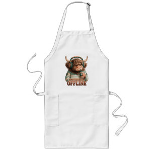 Emotionally Offline Highland Cow Graphic Long Apron