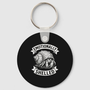 Emotionally Shelled Hermit Crab Humor Defense Mech Keychain