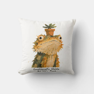 Emotionally Stable Bearded Dragon Art Throw Pillow