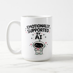 Emotionally Supported by AI Cute Robot with Heart  Coffee Mug