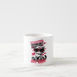 Emotionally Unavailable But Cute Cat with Sunglass Espresso Cup