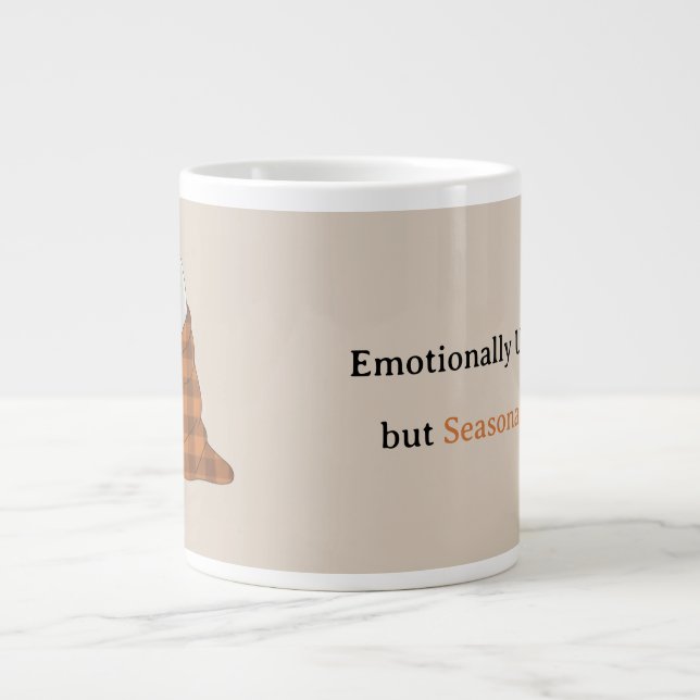 Emotionally Unavailable but Seasonally Festive Large Coffee Mug (Front)