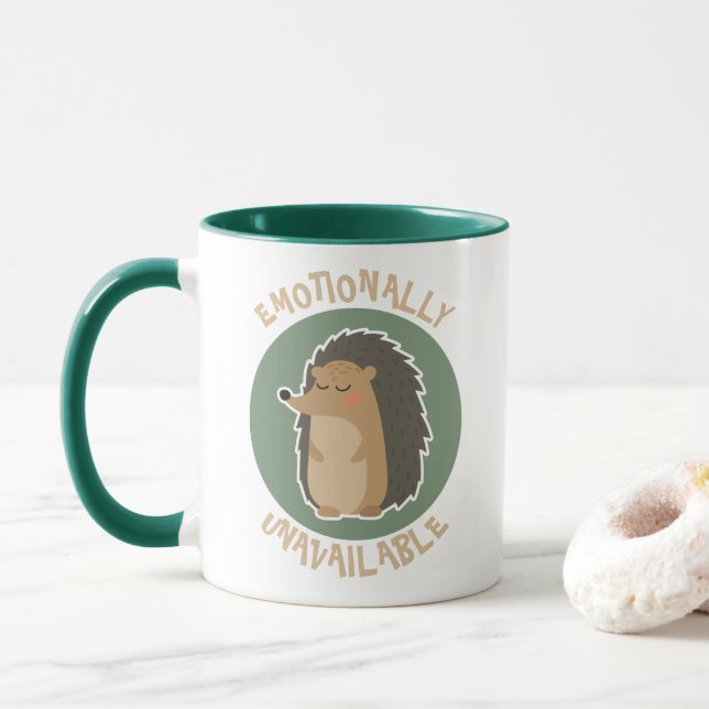 Emotionally Unavailable: Cute Hedgehog Mug (With Donut)