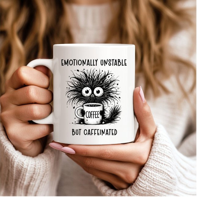 Emotionally Unstable but Caffeinated Funny Cat Coffee Mug (Creator Uploaded)