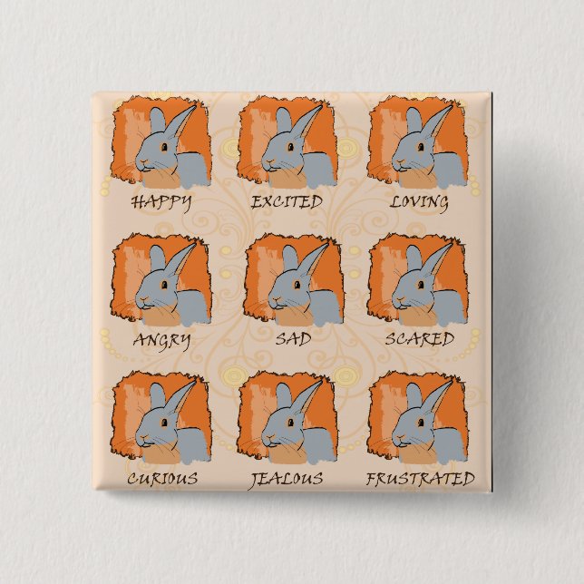 EMOTIONS - BLUE 2 INCH SQUARE BUTTON (Front)