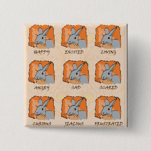 EMOTIONS - BLUE 2 INCH SQUARE BUTTON