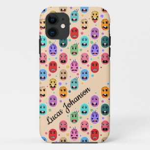 Emotions Colorful Faces Custom Name iPhone 11 Case