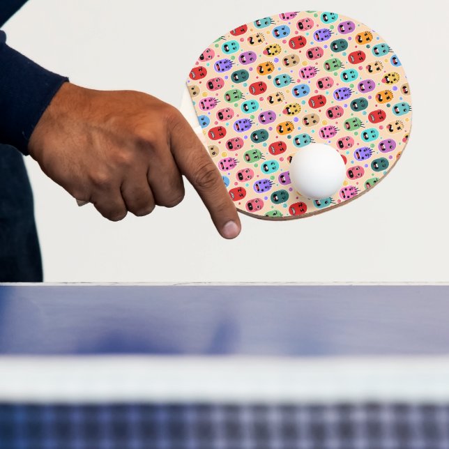 Emotions Colourful Faces Skateboard Ping Pong Paddle (Insitu)