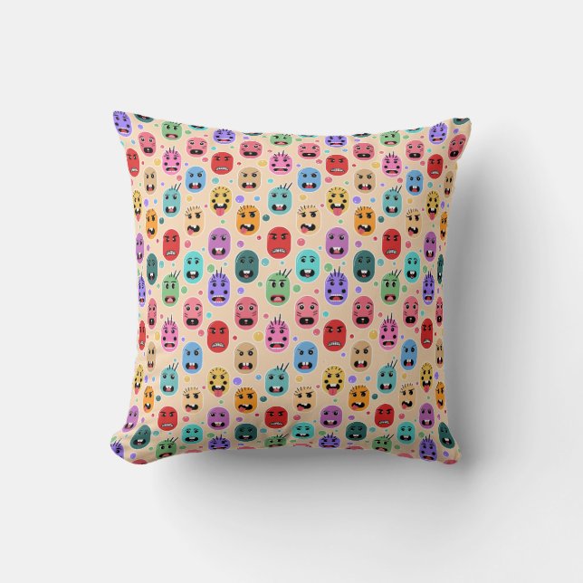 Emotions Colourful Faces Throw Pillow (Front)