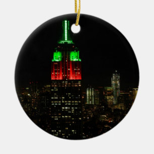 Emp St Bldg Christmas Colours at night 01 Ceramic Ornament