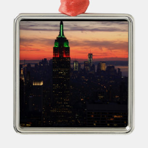 Emp St Bldg - Christmas Colours Sunset 01 Metal Ornament