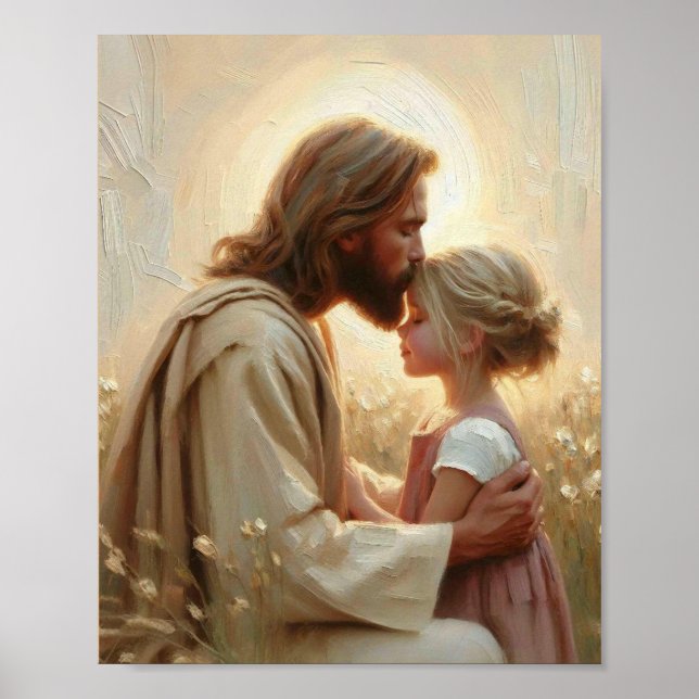 Empathy and Love - Jesus as Shepherd with Children Poster (Front)