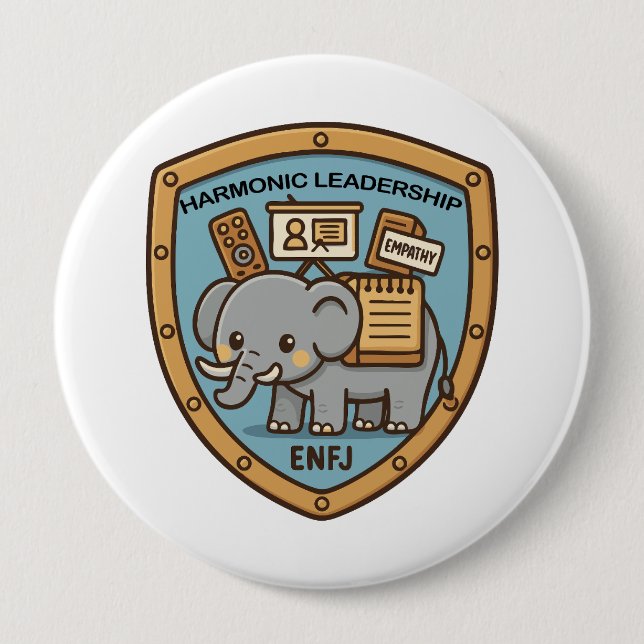 Empathy Elephant – Harmonic Leadership 4 Inch Round Button (Front)