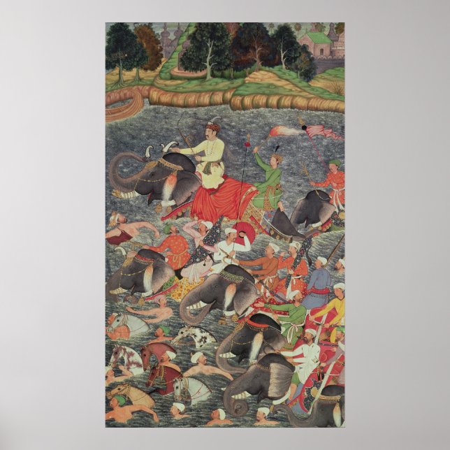 Emperor Akbar  crossing the River Ganges Poster (Front)